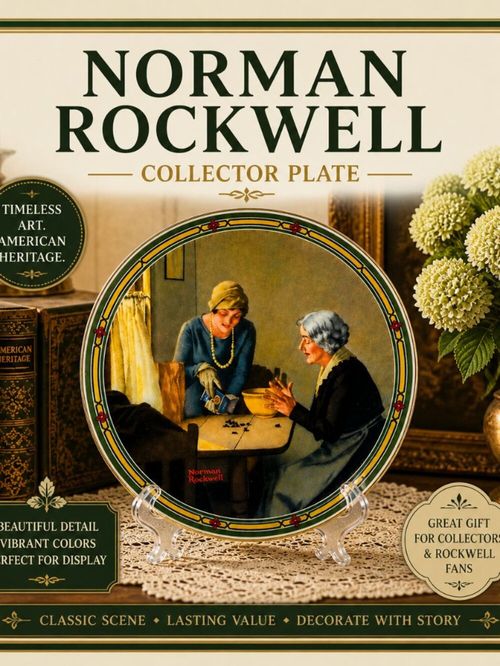 NOS Norman Rockwell “A Family’s Full Measure” Plate 1985 Knowles w/ COA Vintage